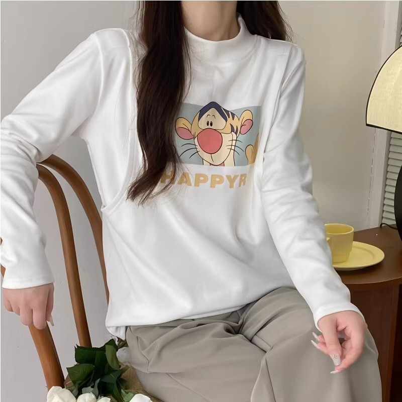 Nursing Base Layer Top for Autumn and Winter, Half-Turtleneck Thermal Wear, Thickened Outerwear for Postpartum Breastfeeding Nursing Base Layer Top for Autumn and Winter, Half-Turtleneck Thermal Wear, Thickened Outerwear for Postpartum Breastfeeding