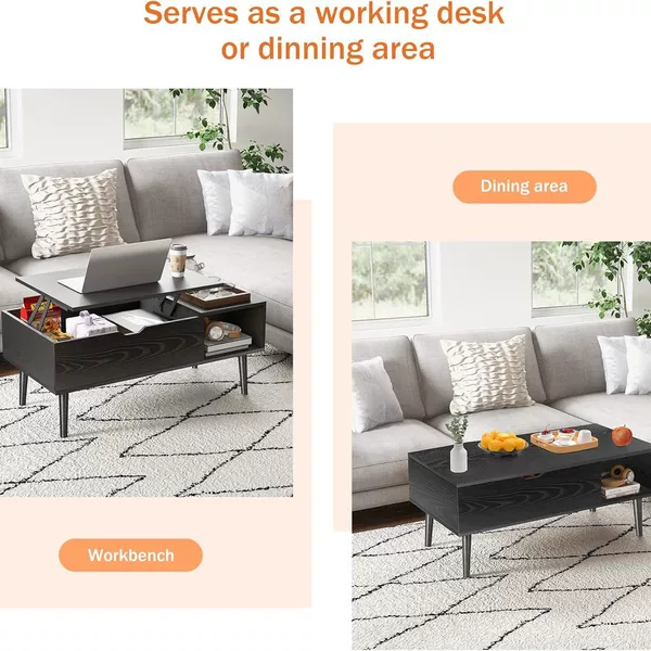 (Cross-border Exclusive) Adjustable Coffee Table Small Liftable Wooden Tea Table for Living Room
