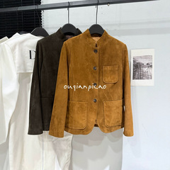 25早春の「老銭休日」のベルベットの皮綿羊皮皮服コート長袖ファッション上着立襟ショートタイプ