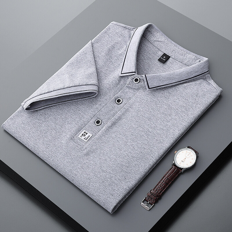 Polo de algodón de manga corta para hombre, estilo coreano, con solapa, color liso, camiseta informal de negocios, camisa base fina de media manga.