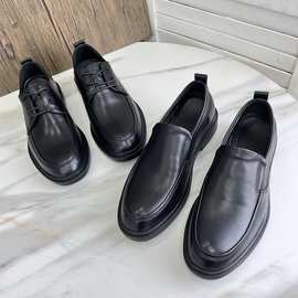 尖头真皮舒适百搭春秋新款真皮男鞋系带皮鞋商务休闲单鞋