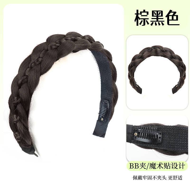 假发发箍女麻花辫编发仿真发高颅顶遮发缝无感佩戴粘贴式发箍头饰|undefined