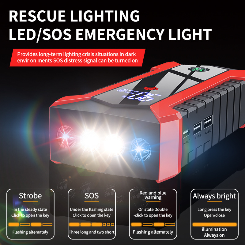 Emergencia del coche arranque de emergencia del coche 12V fuente de alimentación fuerte elevación tesoro eléctrico batería encendido artefacto de carga eléctrica