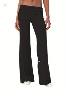 Women's Low Waist Stretch Yoga Pants Fold over Flare Cross-Border