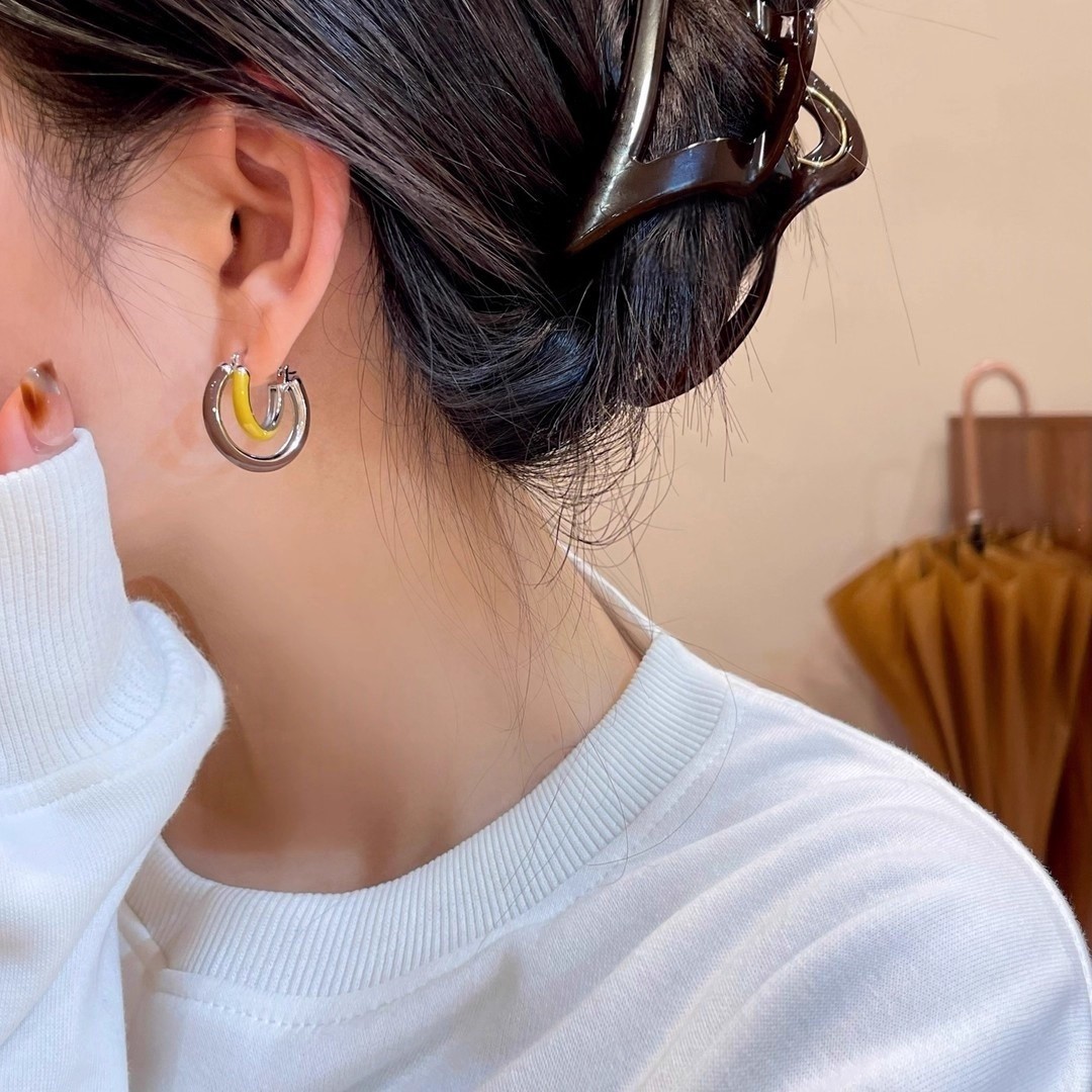 Meilad aretes de color geométrico de doble capa 2025 nuevos aretes de diseño único aretes de moda aretes de estilo versátil