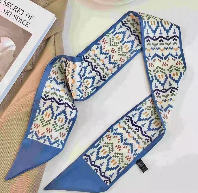 Шелковый шарф*синяя мозаика