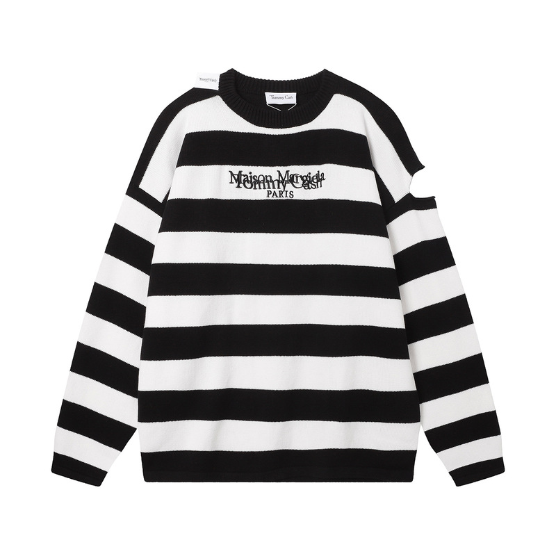 Maison Margiela Margiela MM6 Unisex Striped Knit Casual Sweater for Men and Women