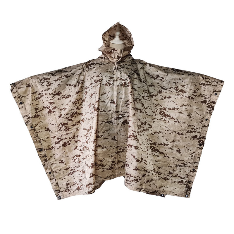 3D digital desert camouflage outdoor ultra light waterproof square poncho cape