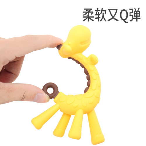 Factory direct sales baby giraffe teether baby deer toy chewy newborn silicone food teething stick