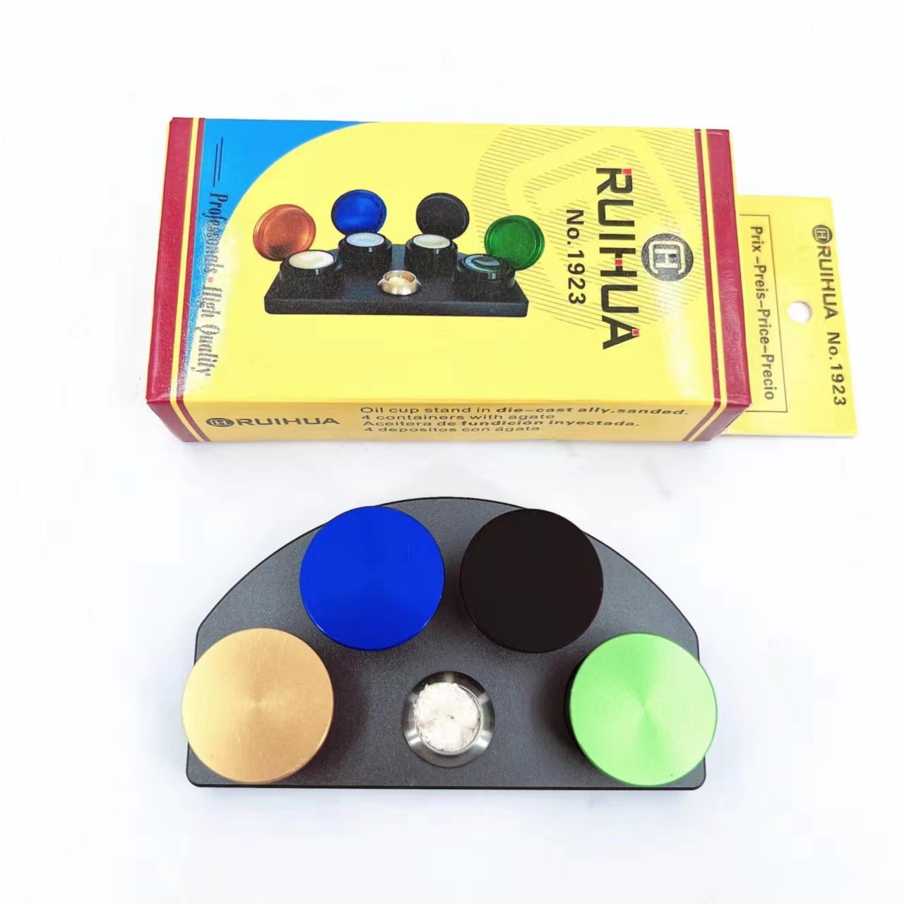 修表工具 彩色金属盖四眼油碟 陶瓷眼 盛油碟 油扒 点油 油碗