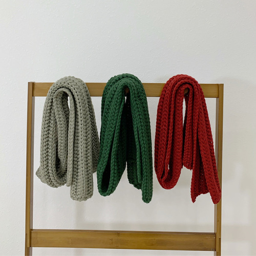 2024 new Korean version ins solid color children's scarf autumn and winter baby warm scarf Korean children's knitted scarf