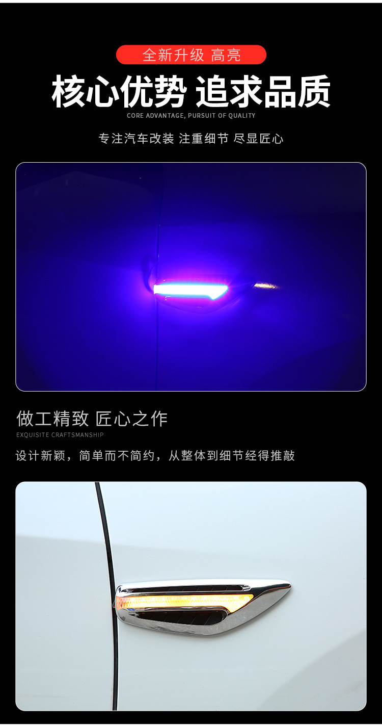 Car High Brightness LED Sequential Side Turn Signal Light Fender Lamp