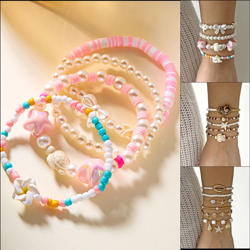 Amazon Cross-Border New Women's Clay Bead Bracelet Cute Sweet Bracelet Set Fashionable Design Gift Jewelry