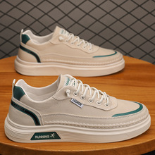 春秋款休闲平底单鞋冰丝布拼色时尚板鞋跑步低帮运动潮鞋一件代发