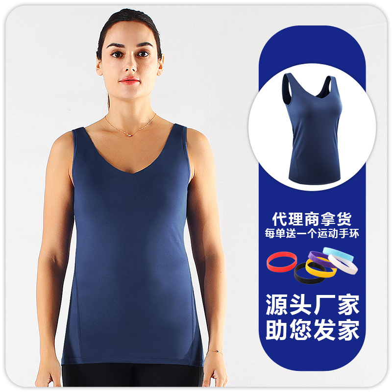 F8199 chaleco para mujer con almohadilla para el pecho para correr yoga transpirable de secado rápido ropa interior deportiva elástica cabestrillo ropa de fitness image 7