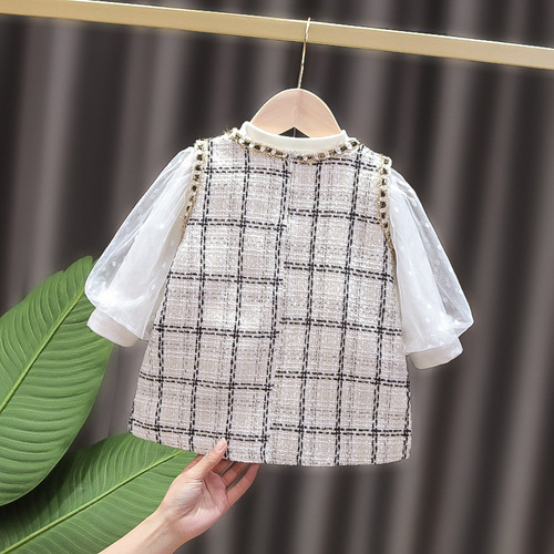 Children's dress for girls, spring and autumn season, two-piece set for little girls, princess dress and top, small children's autumn dress