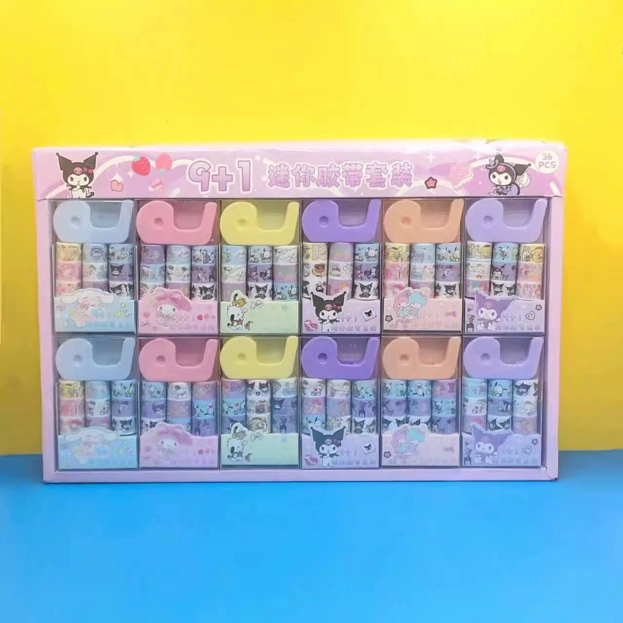 Лента Sanrio с высоким рыночным спросом Kuromi 12 шт. бумаги и ленты DIY резиновая бумага набор для рукоделия, наклейки