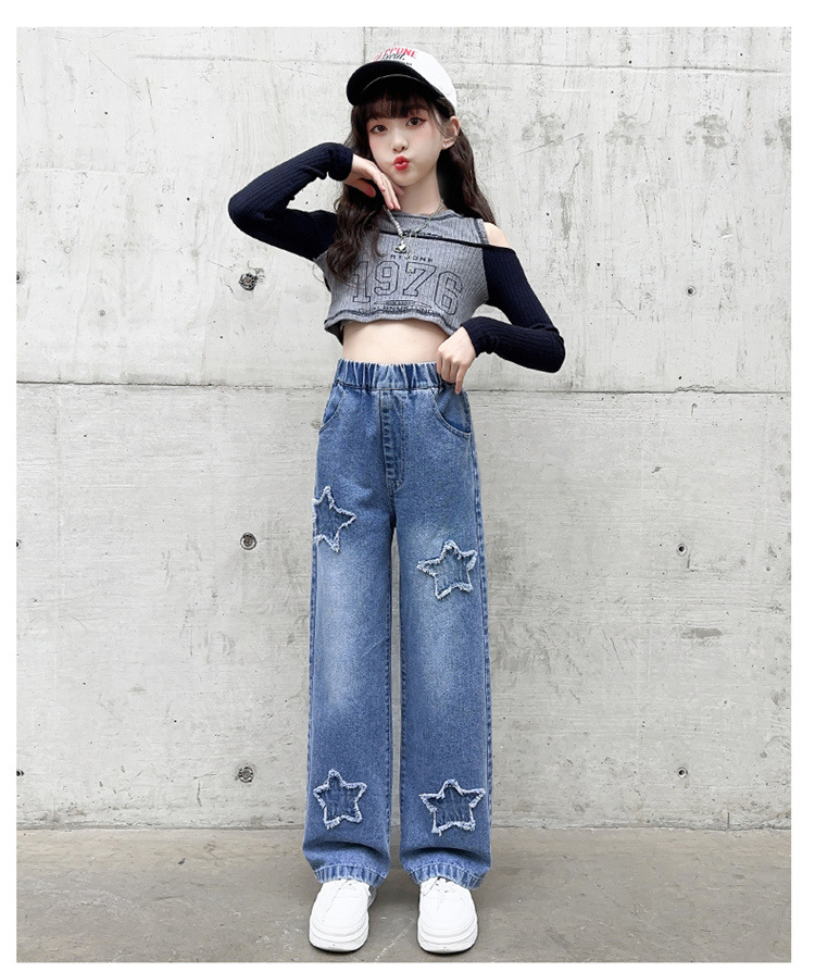 Pantalones de pierna ancha para adolescentes, Jeans largos de