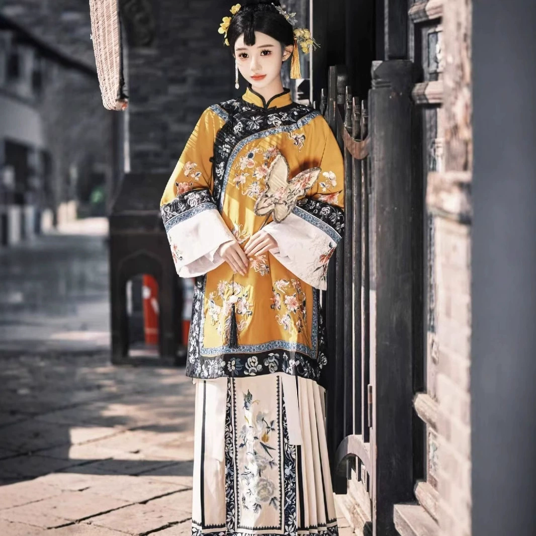 Джиншан молодой бабушкиный костюм с древним принтом в стиле ежедневный костюм династии Цин