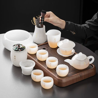 私人琉璃功夫茶具套装白瓷玉瓷茶杯品茗杯主人杯家用单杯茶盏