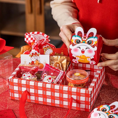 New Year's gift box  Year of the Rabbit souvenir New Year's candy gift empty box high-end heaven and earth cover gift packaging box