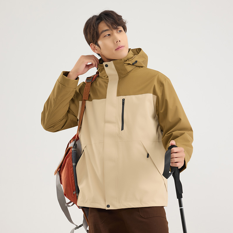 伯同風フルヒートシールアウトドアジャケット3in1、女性用取り外し可能防風防水、男性用登山服、ダウンジャケット