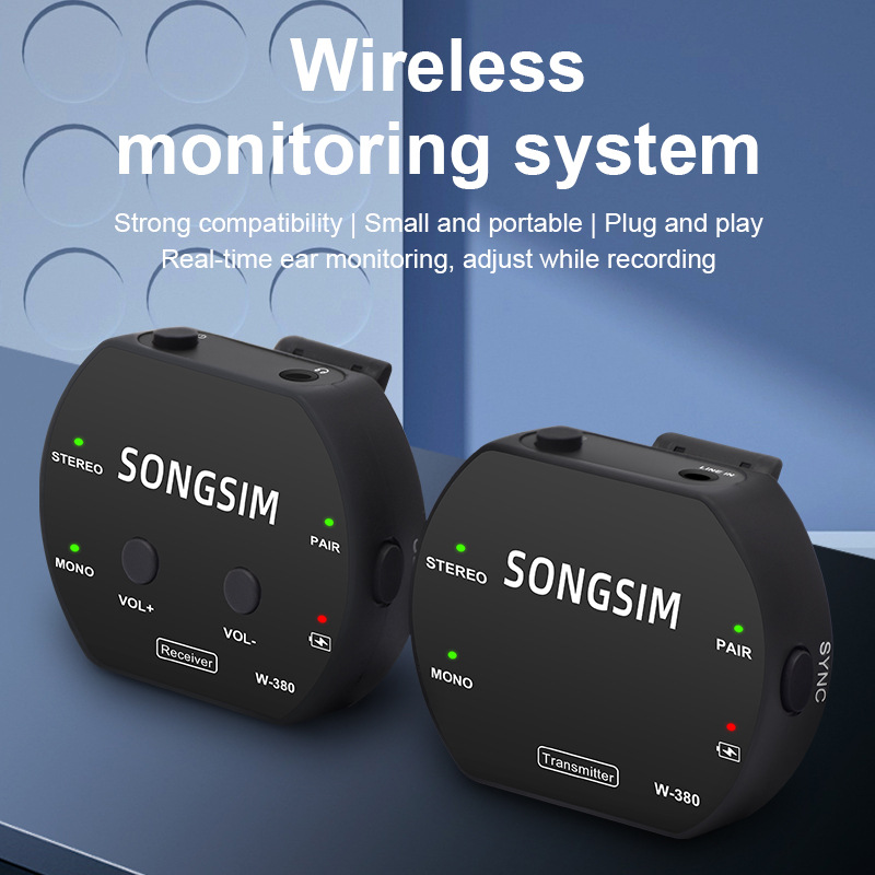 W-380 무선 모니터링 시스템 라이브 스테이지 밴드 이어 드래그 드래그 멀티 장치 하나의 키 스위치 채널