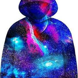 亚马逊跨境新款童装长袖套头连帽衫3D数码打印宇宙闪电休闲卫衣男