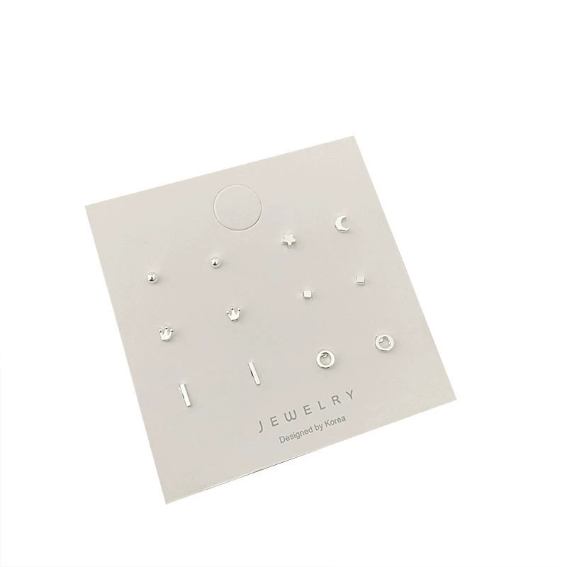 Mini copper stud earrings set, assorted small motifs, silver‑plated s925 posts, gift pack