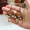 Retro agate earrings handmade with tassels, Mori, boho style