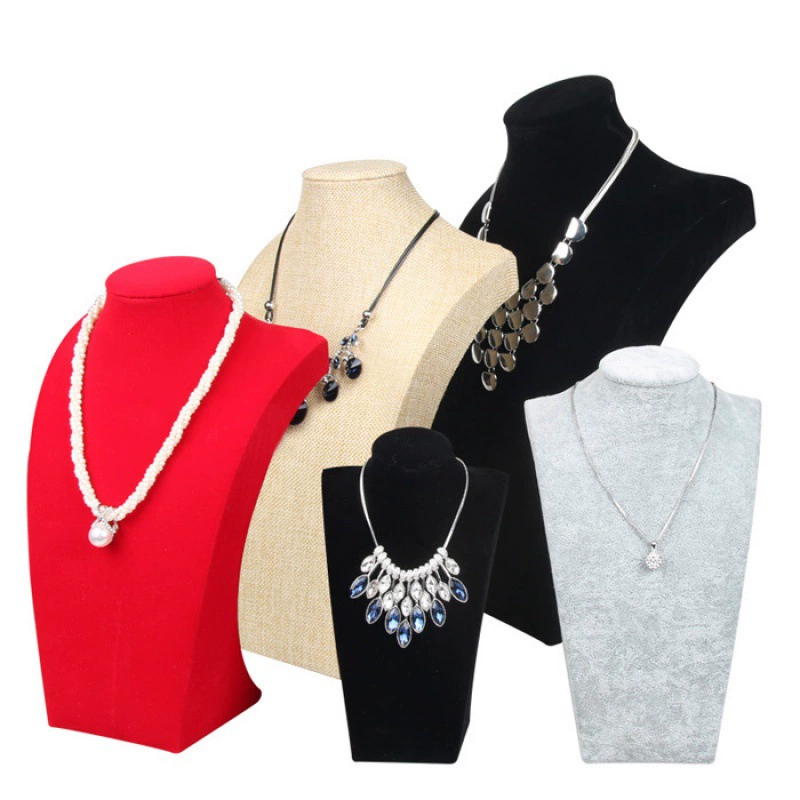 Ювелирная стойка Фланелевая модель ожерелья Стойка Рисунок Шея Кулон Стойка Ювелирный реквизит Окно Ювелирная витрина