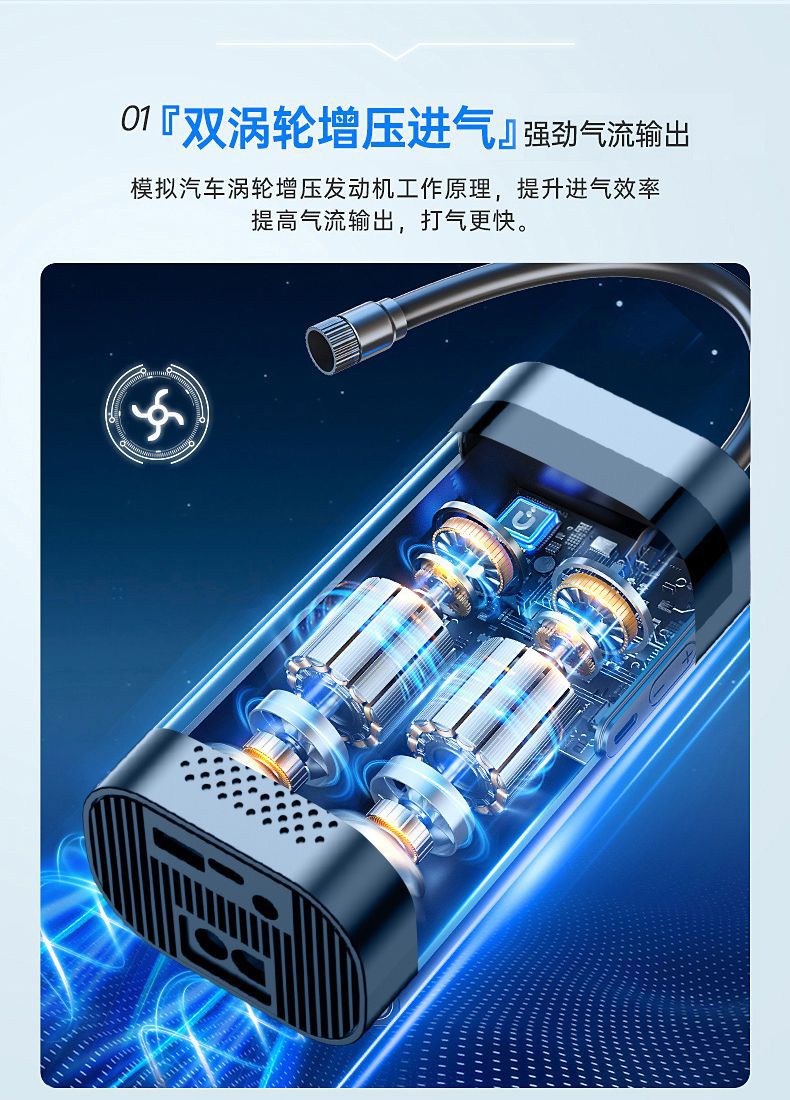 Car Portable Air Pump Cordless Electric Dual Cylinder High Pressure Tire Inflator
