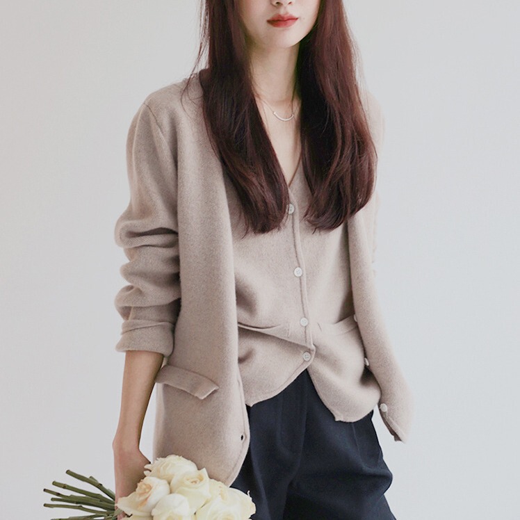 Hanyuan Apparel/Saimei's Knitted 50% Wool Two-Piece Set: Vest + Cardigan, Women's Sweater Two-Piece Set