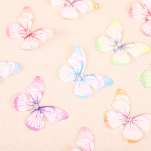 Cross-border three-dimensional butterfly shoes flower accessories DIY making shoes and bags accessories fine flash sand butterfly accessories wholesale