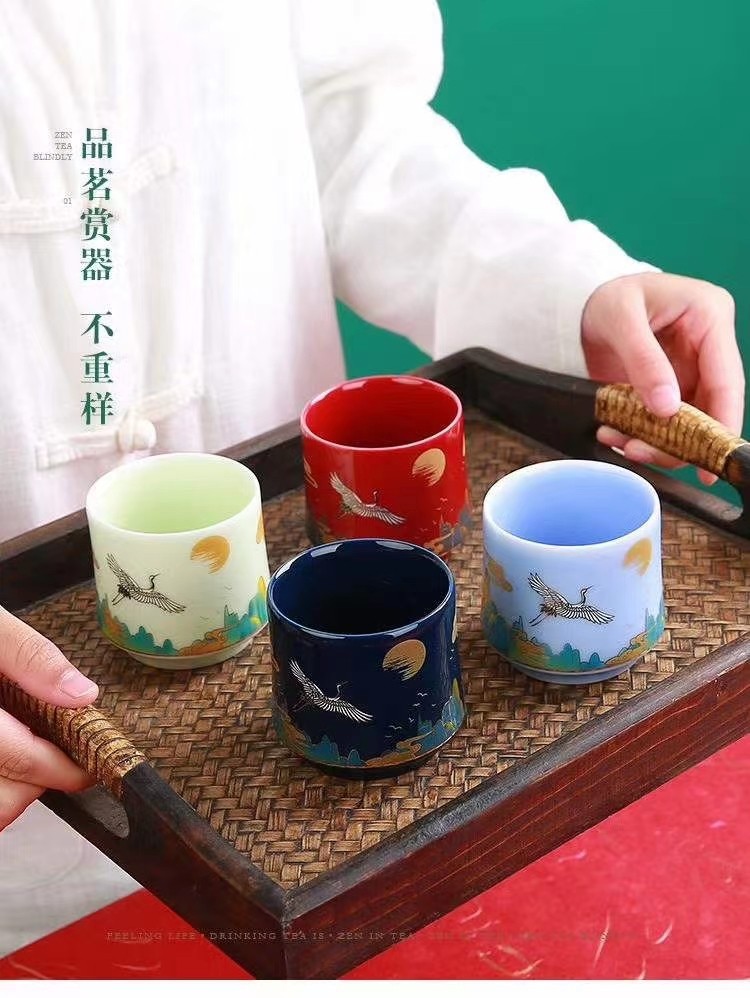 純手工手繪茶盞主人杯單杯功夫茶杯單個品茗杯白瓷禮品