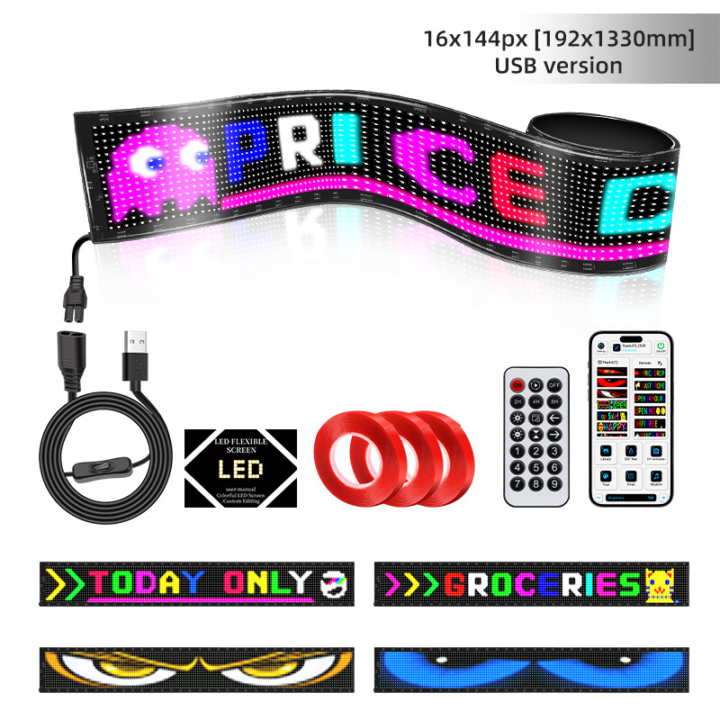 LED coche pantalla suave usb coche pantalla de publicidad flexible APP Bluetooth pantalla inteligente ventana puerta pantalla a todo color image 16