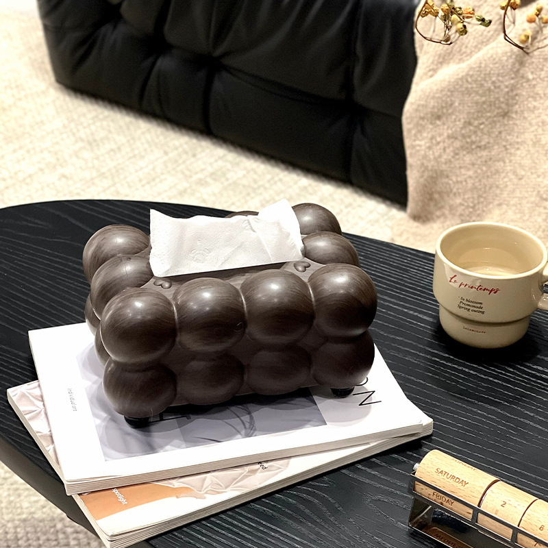中古风纸巾盒客厅高级感抽纸盒轻奢创意胡桃木纹家用餐巾纸抽盒|undefined