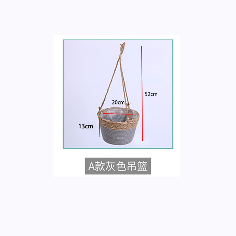 Cesta Colgante de Paja de Espadaña Natural Tejida a Mano para Plantas image 9