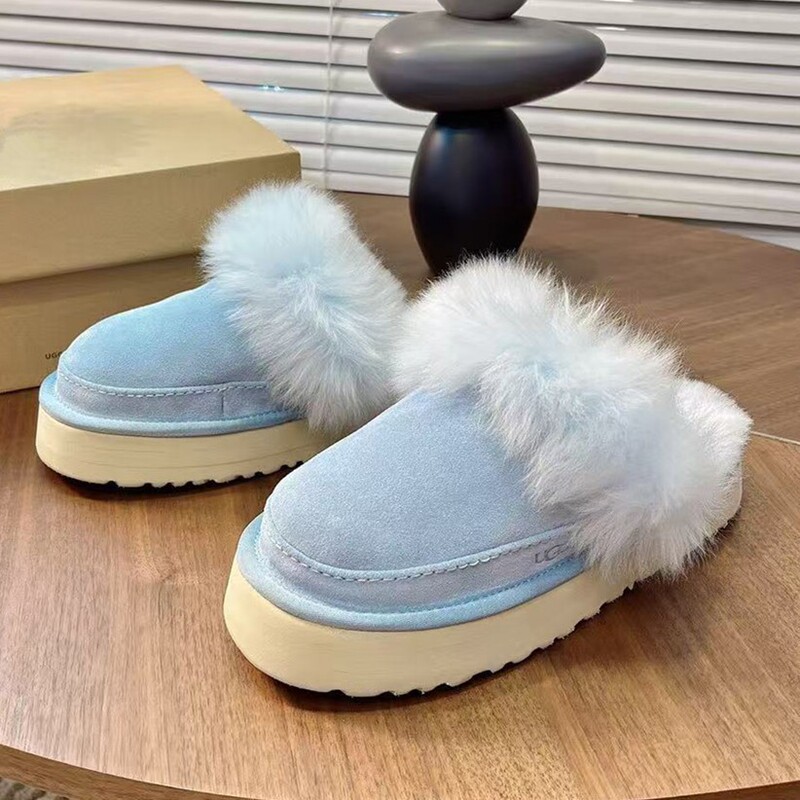 Australia's New Autumn and Winter Women's Snow Boots, Goatskin and Fur Integrated Thick-Soled Fur Toe-Cap Slippers, Warm Cotton Shoes