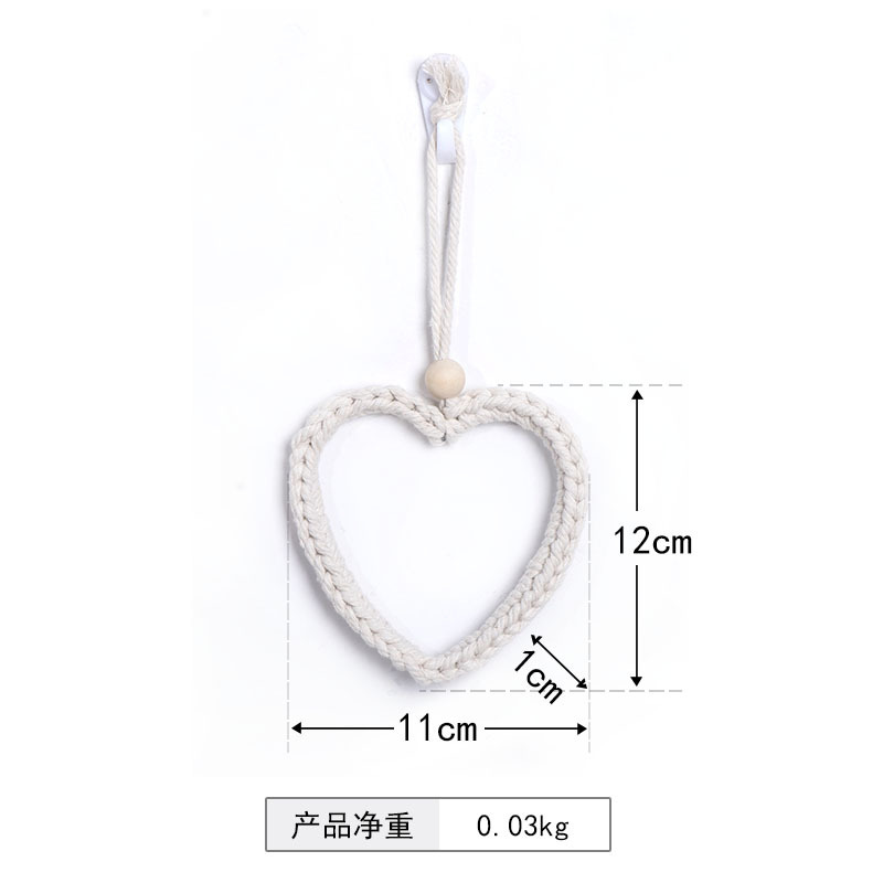 Colgante de corazón de color macarón tejido a mano cuerda de algodón amor bolsas de automóviles creativas para el hogar pequeños colgantes frescos