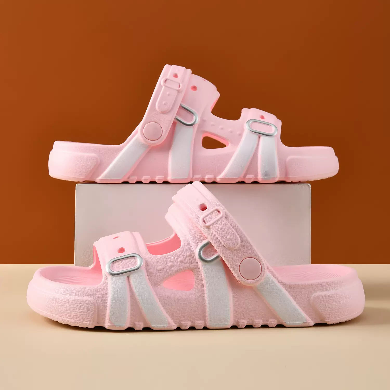 一字拖女夏季新款外穿防滑透气拖鞋 EVA厚底耐磨沙滩露营情侣凉鞋