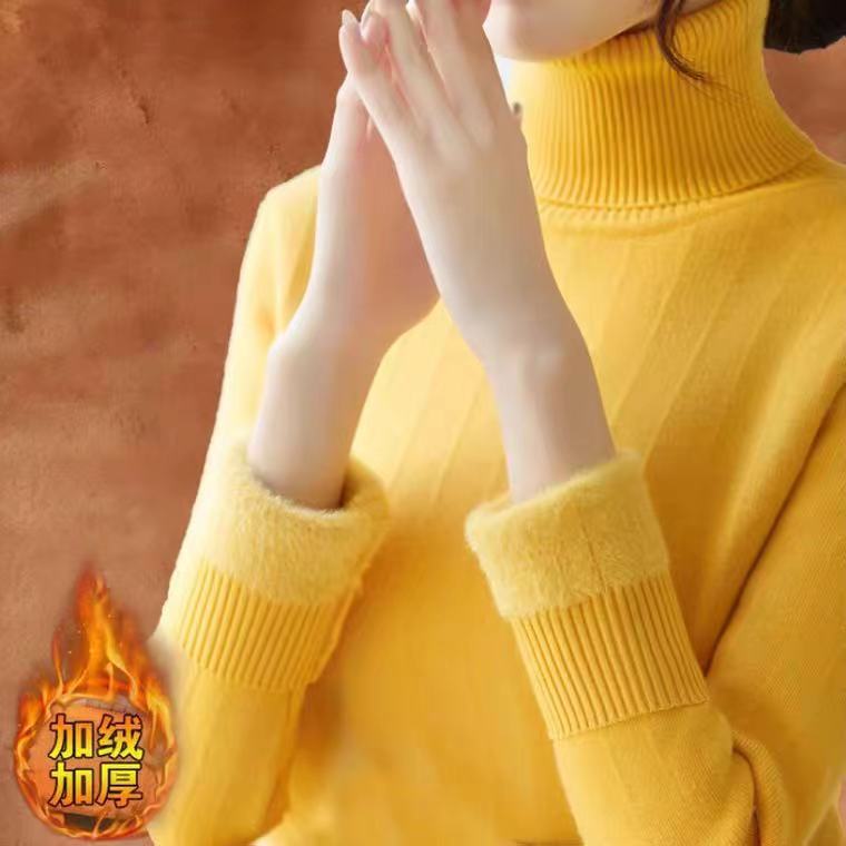 High collar one Sweater 2021 new pattern Autumn and winter thickening keep warm sweater lady Self cultivation Base coat