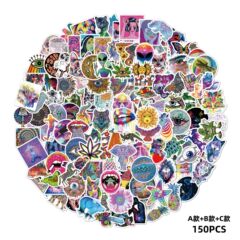 跨境50張100張150張迷幻系列拉杆箱行李箱貼紙嬉皮士迷幻貼畫