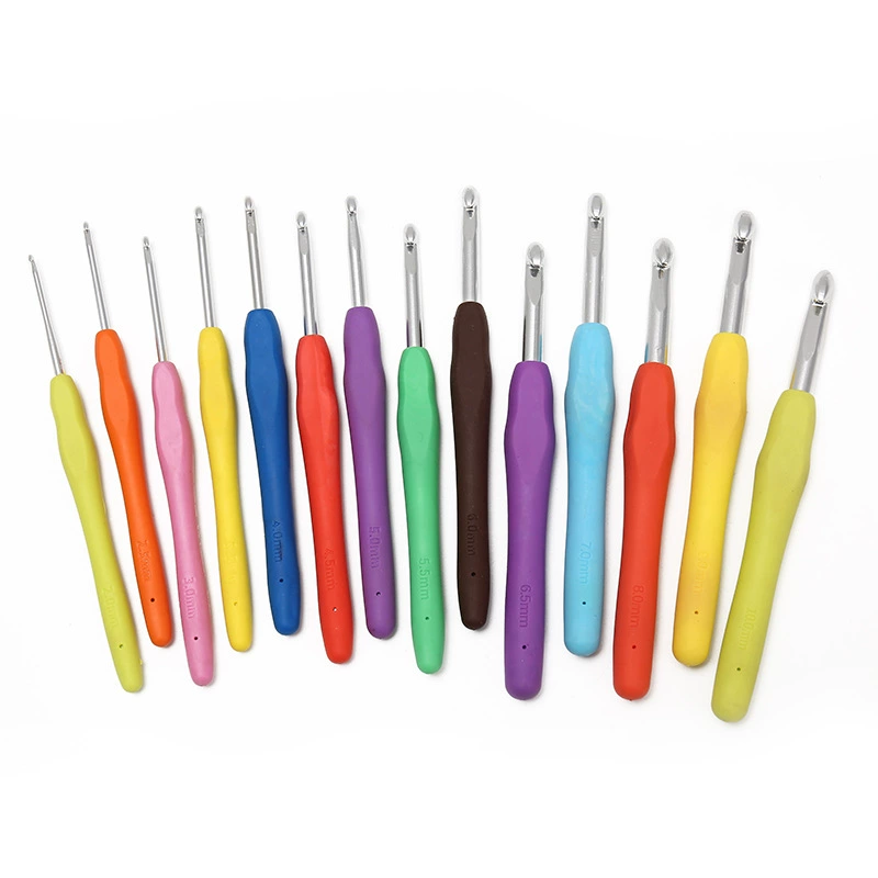 Фабрика прямых продаж TPR цветной мягкий крючок ручной работы свитер вязаный крючок одноголовый металлический алюминий сплошной крючок