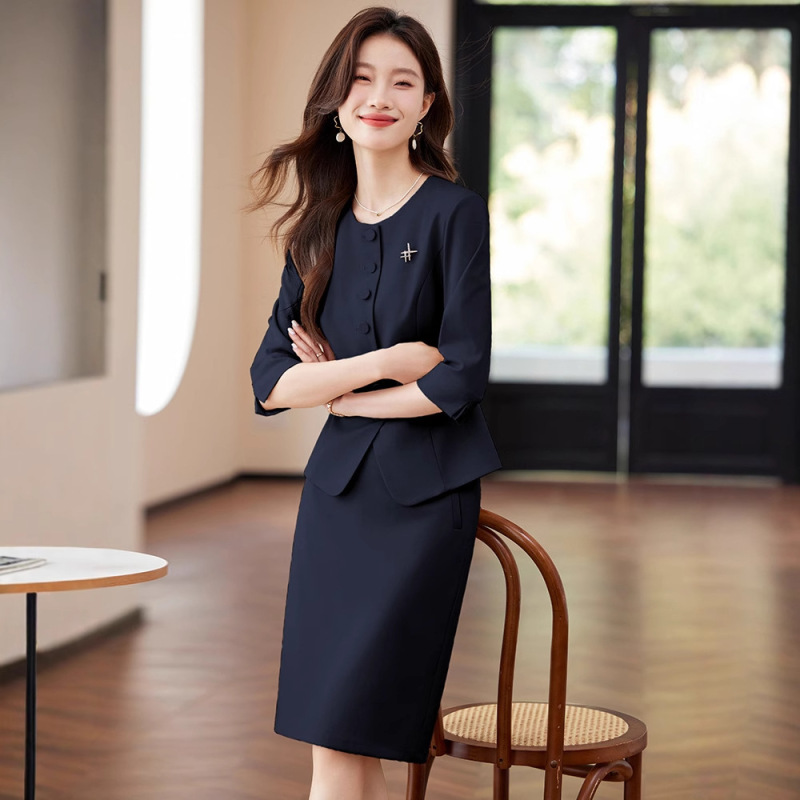 Seven-Sleeve Suit suit Women's Spring and Summer Business Wear Temperament Goddess Fan Broadcasting Host Dress Dress Overalls