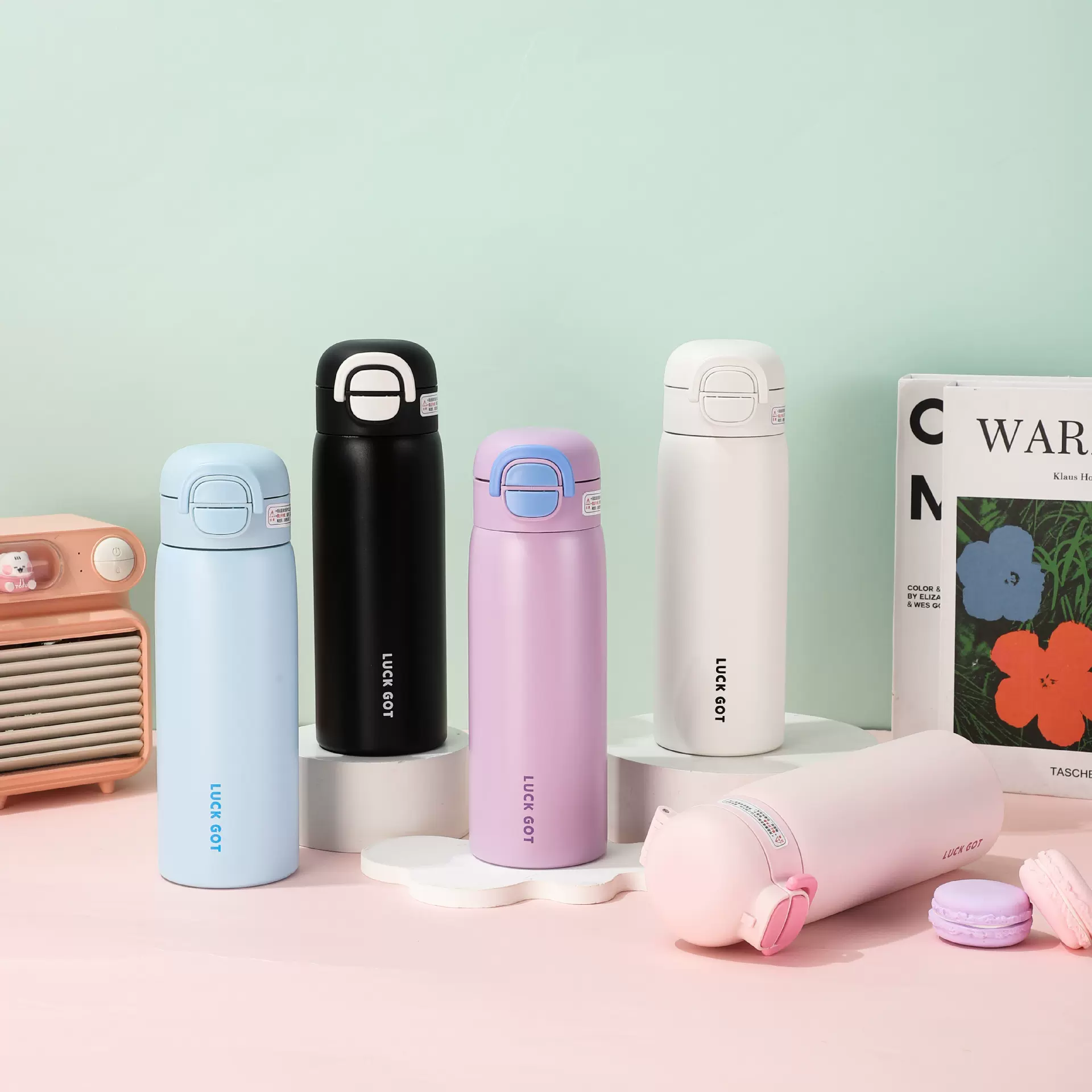 跨境新款316保温杯一盖双饮水杯男学生上学水壶儿童吸管杯子批发