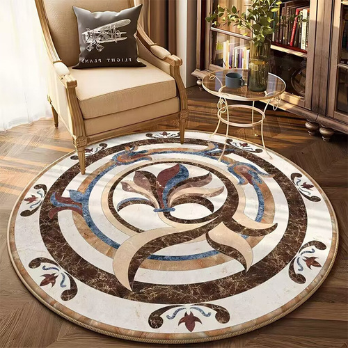 Round rug European classical court style living room rug coffee table mat retro Persian round table mat basket mat