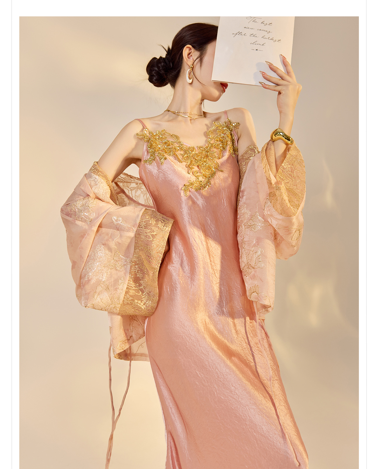 Áo khoác cardigan nữ phong cách Trung Hoa retro thêu hoa cột dây — hồng chi tiết 10