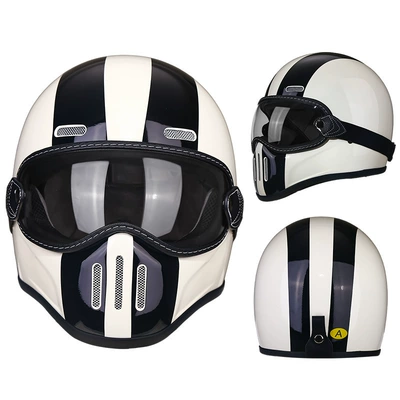 Motorcycle Safety Supplies — Body, Harley Cruise American-Style Motorcycle - fiberglass-white-black-track-transparent-lens-m56-57-head-circumference