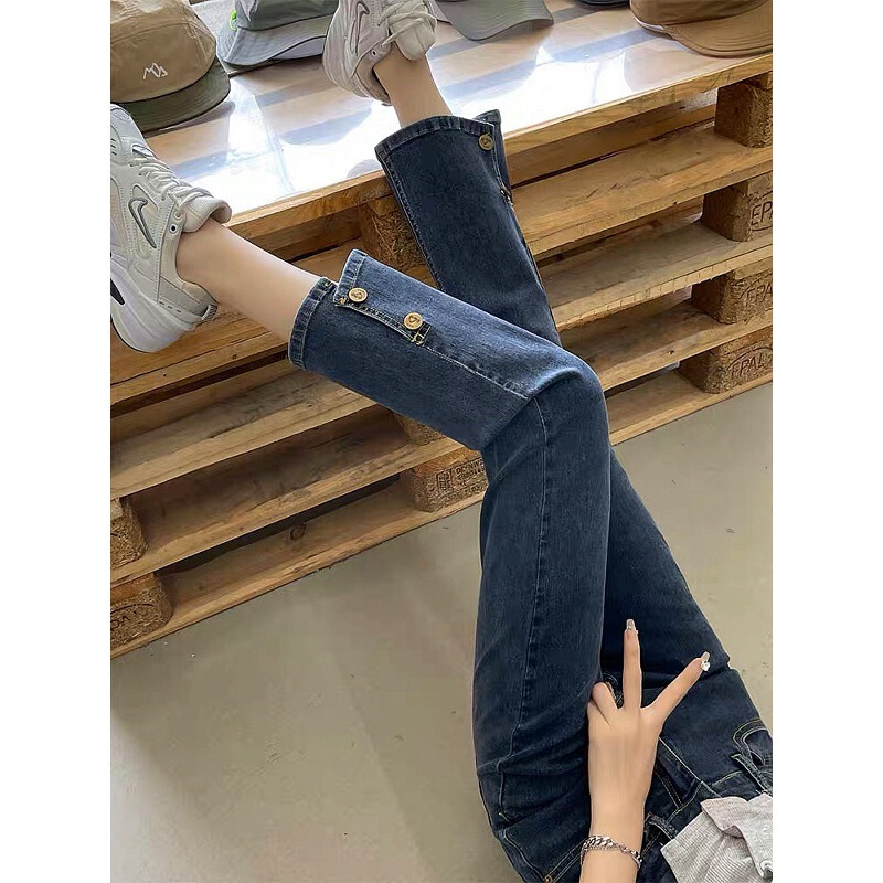 Straight-Leg Jeans for Women, Fleece-Lined, Autumn and Winter 2025 New Style, High-Waisted, Loose-Fitting, Slimming, Petite, Cropped Cigarette Pants Straight-Leg Jeans for Women, Fleece-Lined, Autumn and Winter 2025 New Style, High-Waisted, Loose-Fitting, Slimming, Petite, Cropped Cigarette Pants